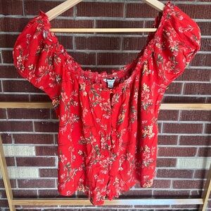 AE floral button front blouse